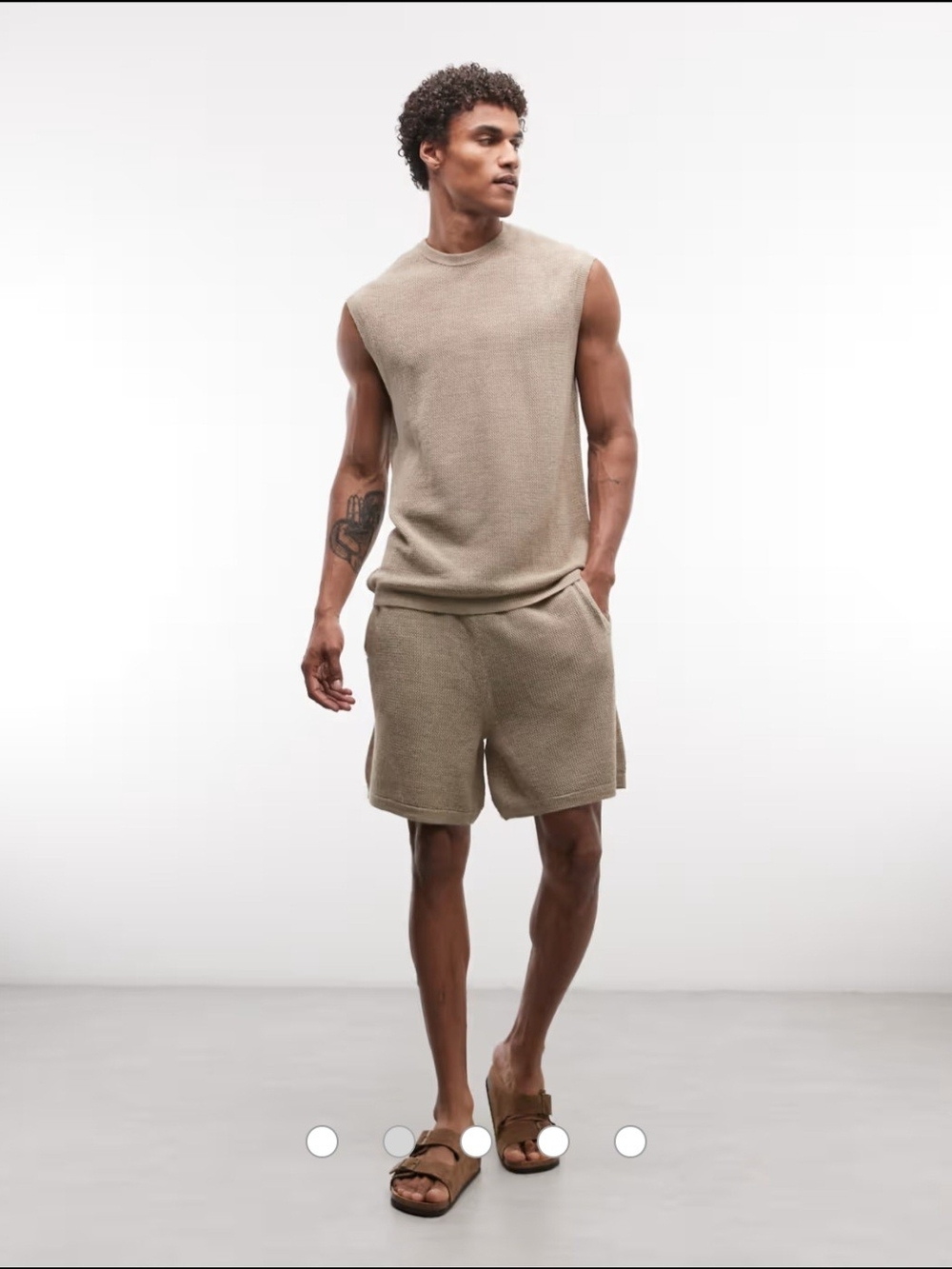 ASOS Men's Athletic Knit Shorts in Beige Taupe